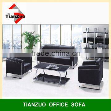 Modern Office Reception Sofa, Black Genuine Leather Sofa, Cheap Sofa(TZ-B63)