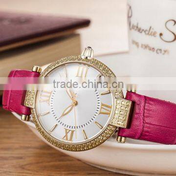 Hot Sale Lady Leather Crystal Wrist Watch With Fashion Style photo-5