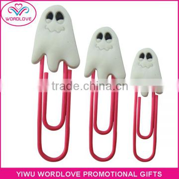 Halloween design 3D shaped soft PVC paper clip bookmark for sale