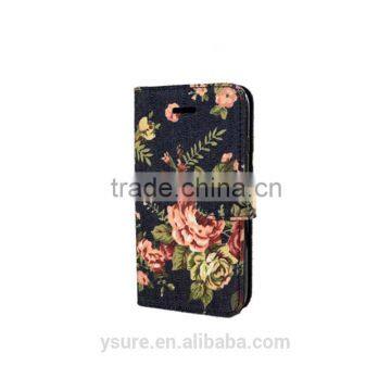 Flower Pattern Fabric Leather Phone Case For OnePlus One With PVC ID and Credit Card Slots photo-4