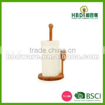 BSCI factory High quality bamboo wood Kitchen roll holder, roll holder wholesale