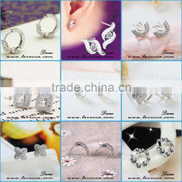 Most beautiful Chinese body silver jewelry flower pattern pure stud earrings