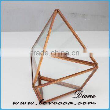 Wholesale Indoor Plant Rose Gold Geometrical Glass Terrarium With Metal Frame photo-4