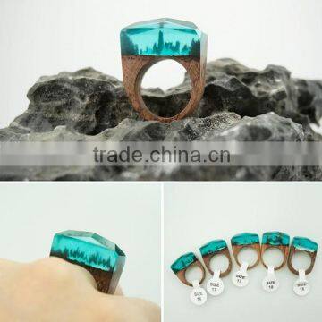 christmas promotional gift 2016 miniature landscapes for women jewelry secreted wooden rings