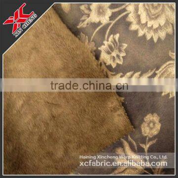 Polyester printed suede fabric with super soft lining bonding