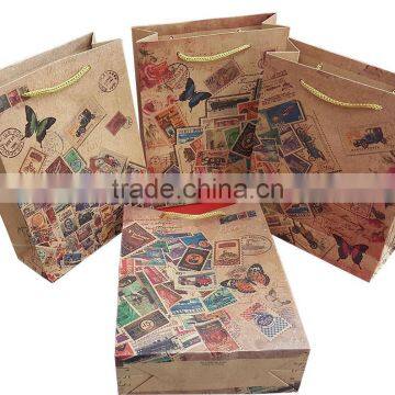 Assorted recycle kraft paper bag with PP cord