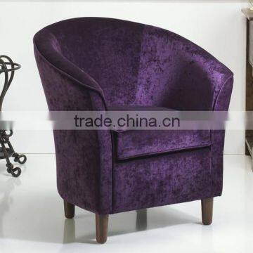 Luxury hotel furniture velvet fabric single sofa armchair