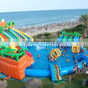 adults and kids water playground games inflatable pool with slides combined