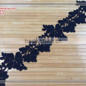 2017 beautiful black color chemical lace trim