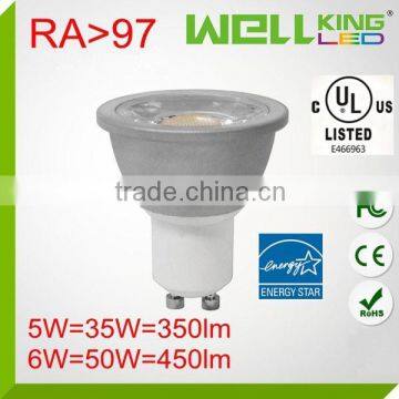 Energy star UL CRI 90 dimmable 5W 6W MR16 gu 10 led cob.spotlight.