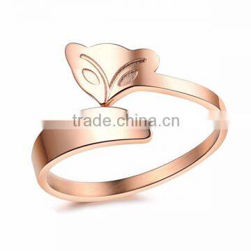 Stainless Steel Rose Gold Fox Ring photo-3