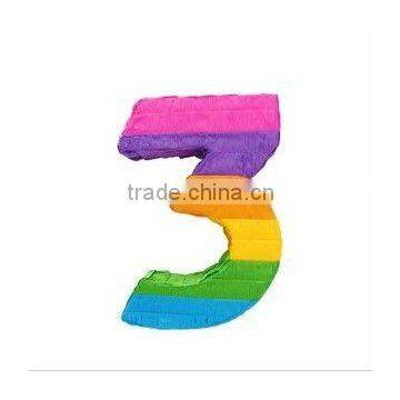 Wholesale Number 3 Shaped Pinata, DIY Number Pinata,Kids Birthday Party Goods products partyware