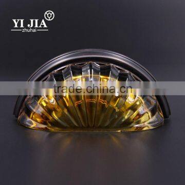 chrome plated santi nickel amber color glass knobs for kitchen cabinets