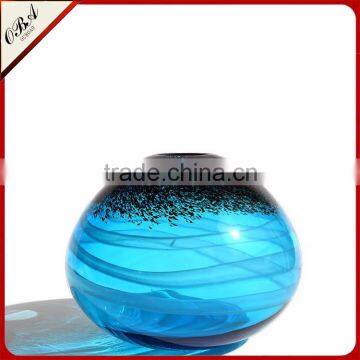 Mouth Blowing Sea Blue Color A Set Of Art Mediterranean Style Glass Vase For Centerpieces Wedding photo-6