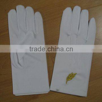 white embroidery cotton gloves uniform for marching band ceremony gloves