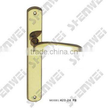 423-24 PB brass lever handle on plate