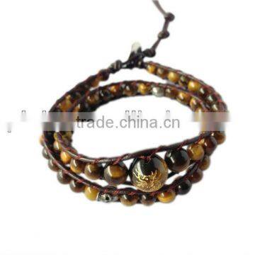 Natural tiger eye leather cord weaving jewelry dragon bracelet