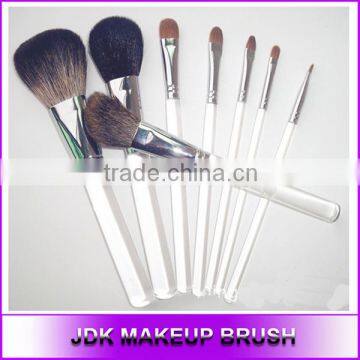 High quality 8 piece silver copper transparent acrylic makeup brush set Private label cosmetic Powder Blush Eye Lip brushes