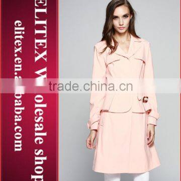 2015 Fashion HOT Baby Pink Lady Overcoat Winter Dress With Belt