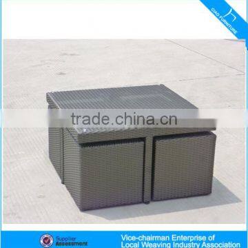 Cheap Outdoor Furniture Wicker Garden Rattan Square Table and Cube Chair photo-3