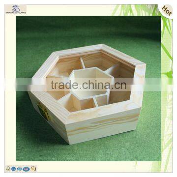 divided glass lid hexagonal moon cake gift box