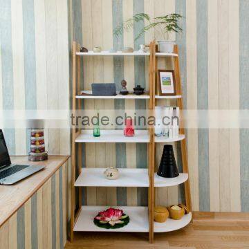 White panel modern bamboo corner shelf for display