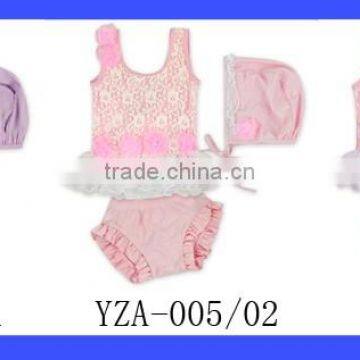 2017 Summer Clothing Set Pink Floral Lace Baby Toddler Girl Swimsuit photo-6