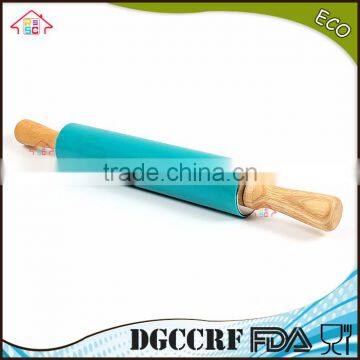 NBRSC Competitive Non-stick Silicone Rolling Pin With Wooden Handle Pastry Dough Roller Dumplings photo-4