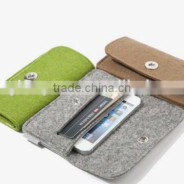 Low price gift for him wholesale polyester business card sleeve money cover cotton felt china mobile phone case with snap button