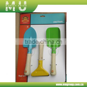 Hot sale Kids gardening tools set wood handle printed, children gardening tools