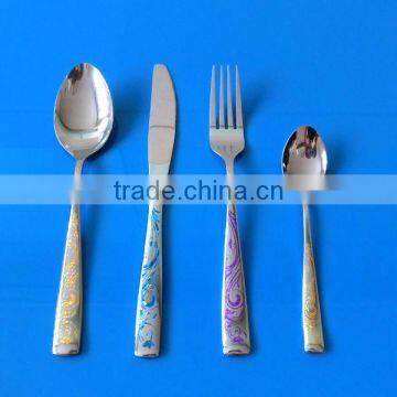 4 Pcs Stainless Steel Cutlery Set,Colorful Handle