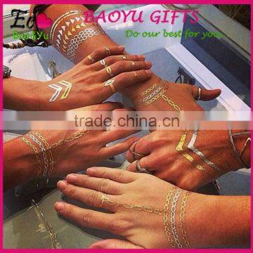 Custom Metallic Tattoo Sticker 3D Gold Foil Water Transfer Tattoo Sticker photo-2