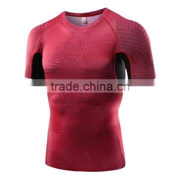 New style compression athletic seamless gym top training sport shirt for men