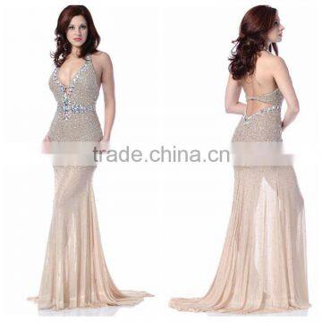 halter neck tulle beading real sample new evening dress patterns