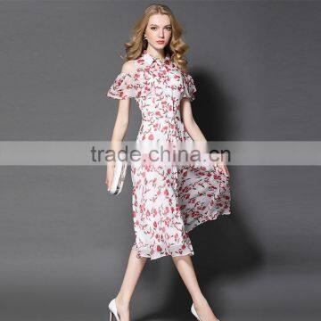 Maxnegio Long Chiffon Sexy Keyhole Print Floral Casual Dress photo-4