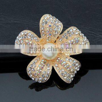 Bling Bling Big Pearl Rhinstone Brooch Lovely Big Flower Rhinstone Brooch Pins for Women Fashion Party photo-6