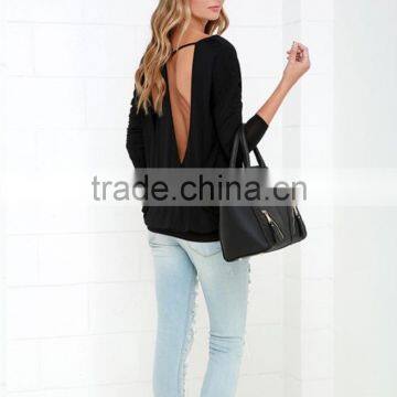 MGOO High Quality Stock Wholesale Sweater Designs for Ladies Backless Party Sweater Long Sleeve Casual Wear JR8556