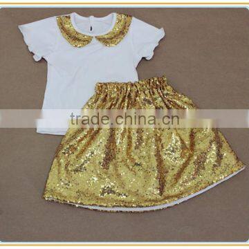 Lovely Kids Baby Girls Sequins Skirts Set Children's Shiny Gold Dress photo-4