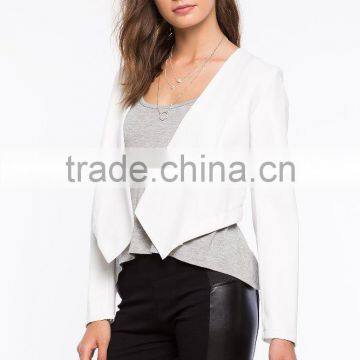Latest Contrast Front Lapels Pointed Hem Blazer Sexy Women Blazer 2015 photo-3