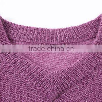 Wholesale Beautiful Purple v Collar Ladies Latest Wool Knitted Sweater Design With High Grade photo-5