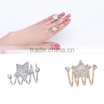 1pcs Gold-plated Rhinestone Star Wrap Spiral Finger Rings photo-2