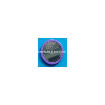 li-ion button cell battery LIR2016 rechargeable battery