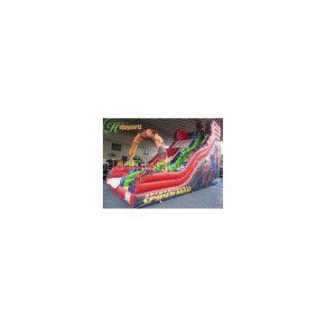 Super Spider Man Commercial Inflatable Slide / Giant Bouncy Slide To Rent