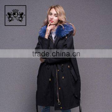 2017 Raccoon fur collar coat and rabbit fur lining removable hooded goose down for women