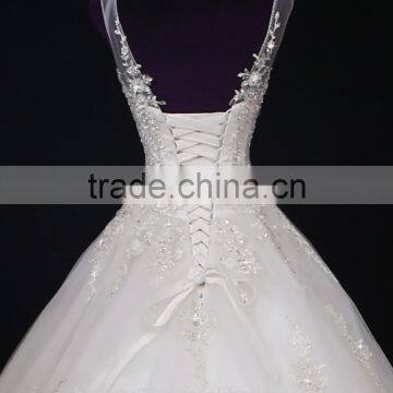 2017 New Style Luxury Beaded Round Neck Long Sleeve Mermaid Lace Wedding Dress BS42 photo-5