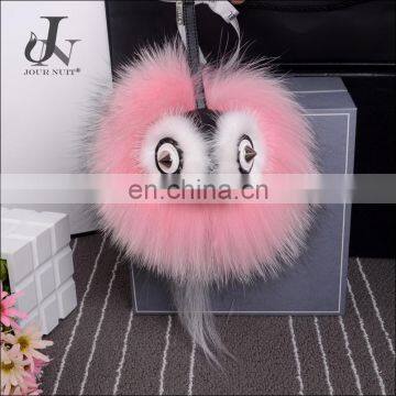 Wholesale Popular Keyring Real Raccoon Fur Owl Ball Bag Keychain