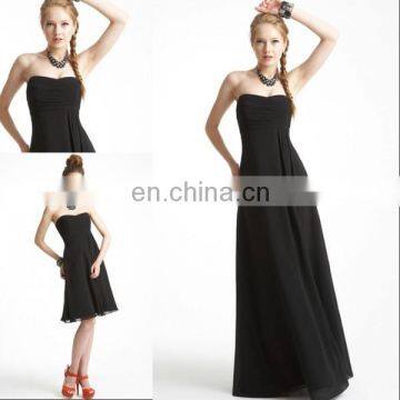 HC2286 Sexy black strapless sleeveless removable skirt A-line gathered chiffon top different style cheap korean style prom dress