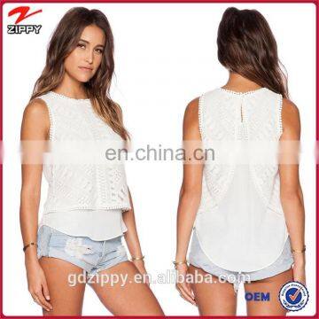 New Arrival Sleeveless Women Tops and Blouses Lace