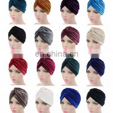 New Fashion Velvet Gold Indian Hat Muslim headscarf Velvet Turban Amira Headscarf Caps Headwear Hat