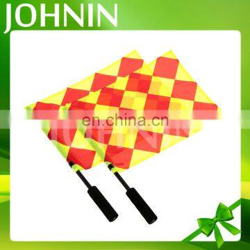 Good quality custom printing red yellow sport football soccer hand referee flag